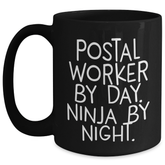 Funny Postal Worker Gifts from Friends to Men - Black Coffee Mug for Graduation - Main